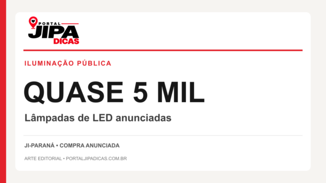 Arte editorial Jipa Dicas: ILUMINAÇÃO PÚBLICA. QUASE 5 MIL. Lâmpadas de LED anunciadas.